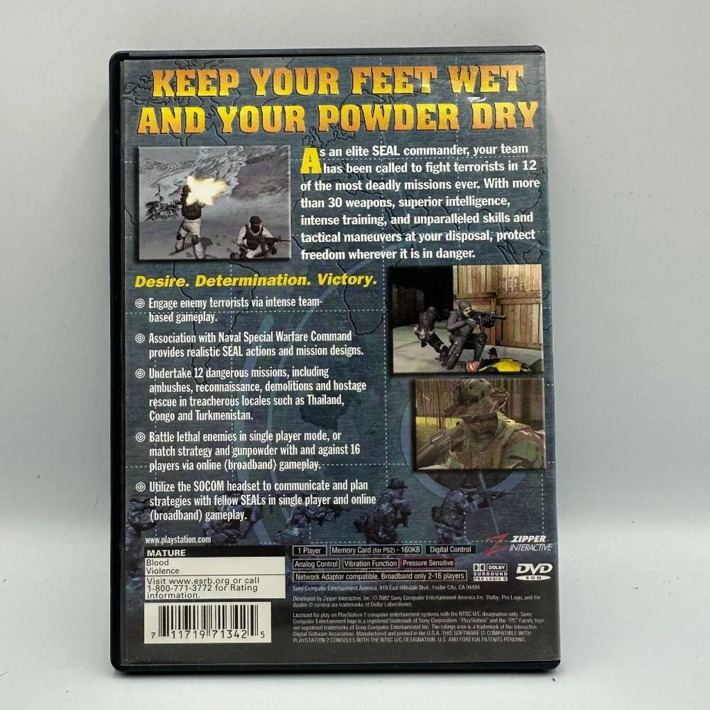 SOCOM U.S. Navy SEALs PlayStation 2 1st Edition Tactical Shooter Complete M